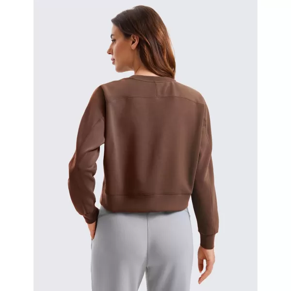 CRZ YOGA Womens SoftAura Crewneck Sweatshirt Long Sleeve Workout Casual Pullover Tops Basic Fall SweatshirtsCoffee Brown