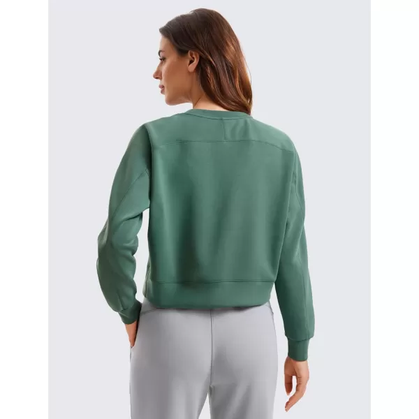 CRZ YOGA Womens SoftAura Crewneck Sweatshirt Long Sleeve Workout Casual Pullover Tops Basic Fall SweatshirtsDark Forest Green