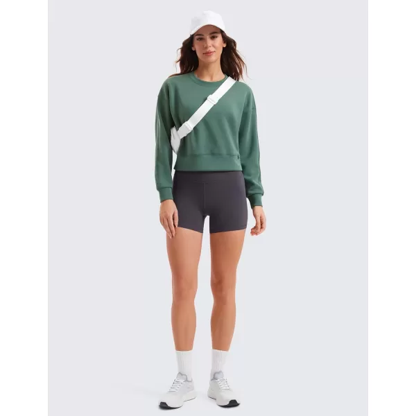 CRZ YOGA Womens SoftAura Crewneck Sweatshirt Long Sleeve Workout Casual Pullover Tops Basic Fall SweatshirtsDark Forest Green