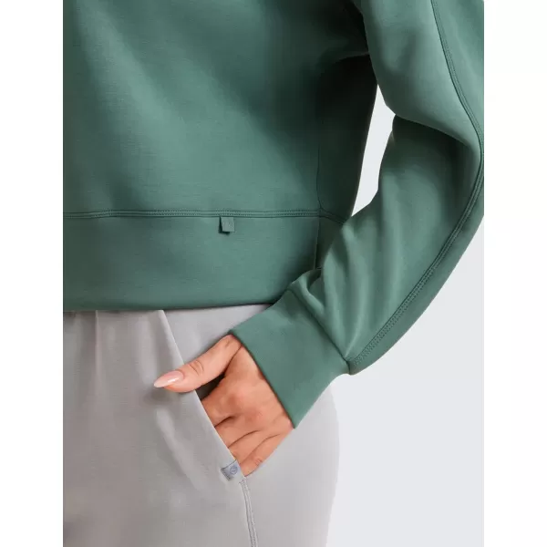 CRZ YOGA Womens SoftAura Crewneck Sweatshirt Long Sleeve Workout Casual Pullover Tops Basic Fall SweatshirtsDark Forest Green