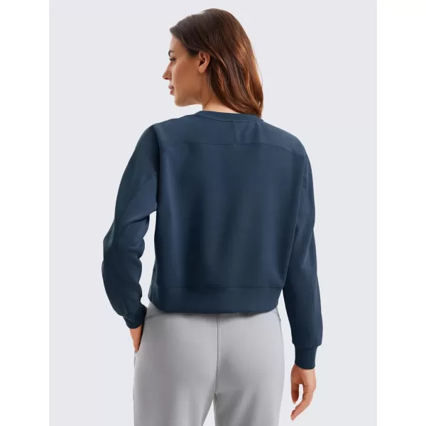 CRZ YOGA Womens SoftAura Crewneck Sweatshirt Long Sleeve Workout Casual Pullover Tops Basic Fall SweatshirtsInk Blue