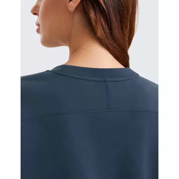 CRZ YOGA Womens SoftAura Crewneck Sweatshirt Long Sleeve Workout Casual Pullover Tops Basic Fall SweatshirtsInk Blue