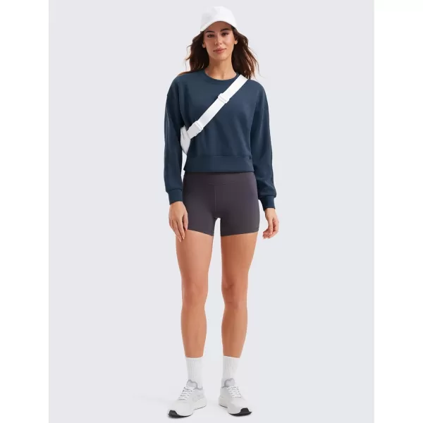 CRZ YOGA Womens SoftAura Crewneck Sweatshirt Long Sleeve Workout Casual Pullover Tops Basic Fall SweatshirtsInk Blue