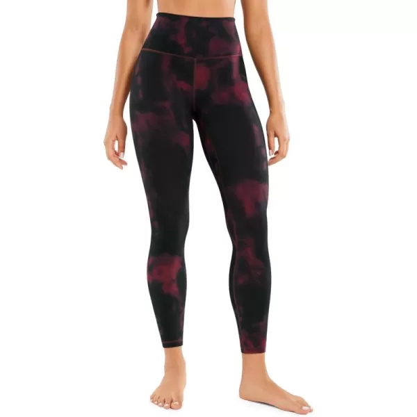 CRZ YOGA Womens Butterluxe High Waisted Yoga Leggings 25quot  Double Seamed Buttery Soft Comfy Athletic Gym Workout PantsBurgundy Tie Dye Flowers