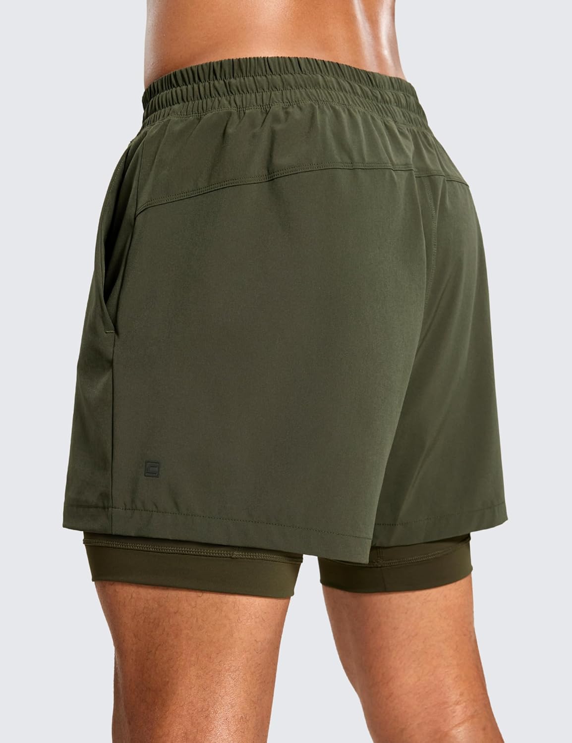 CRZ YOGA 2 in 1 Mens Athletic Shorts 5 with Liner Quick Dry Lightweight Running Sports Gym Shorts with PocketsDark Olive