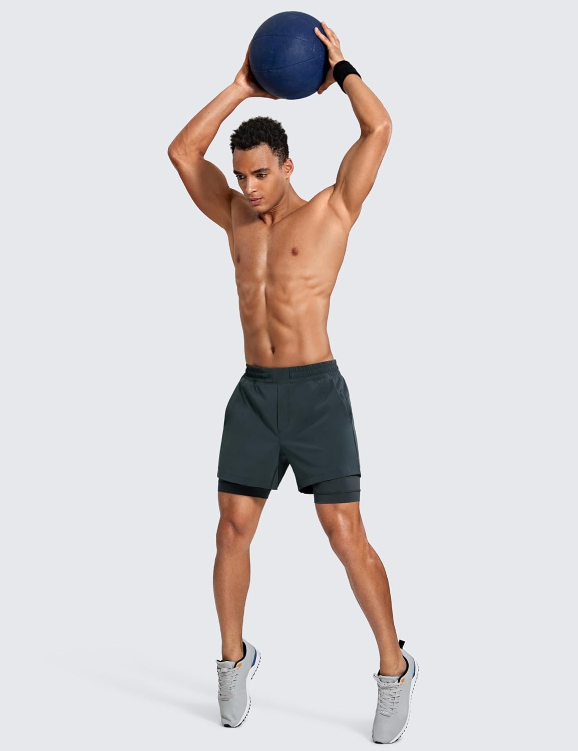 CRZ YOGA 2 in 1 Mens Athletic Shorts 5 with Liner Quick Dry Lightweight Running Sports Gym Shorts with PocketsMelanite
