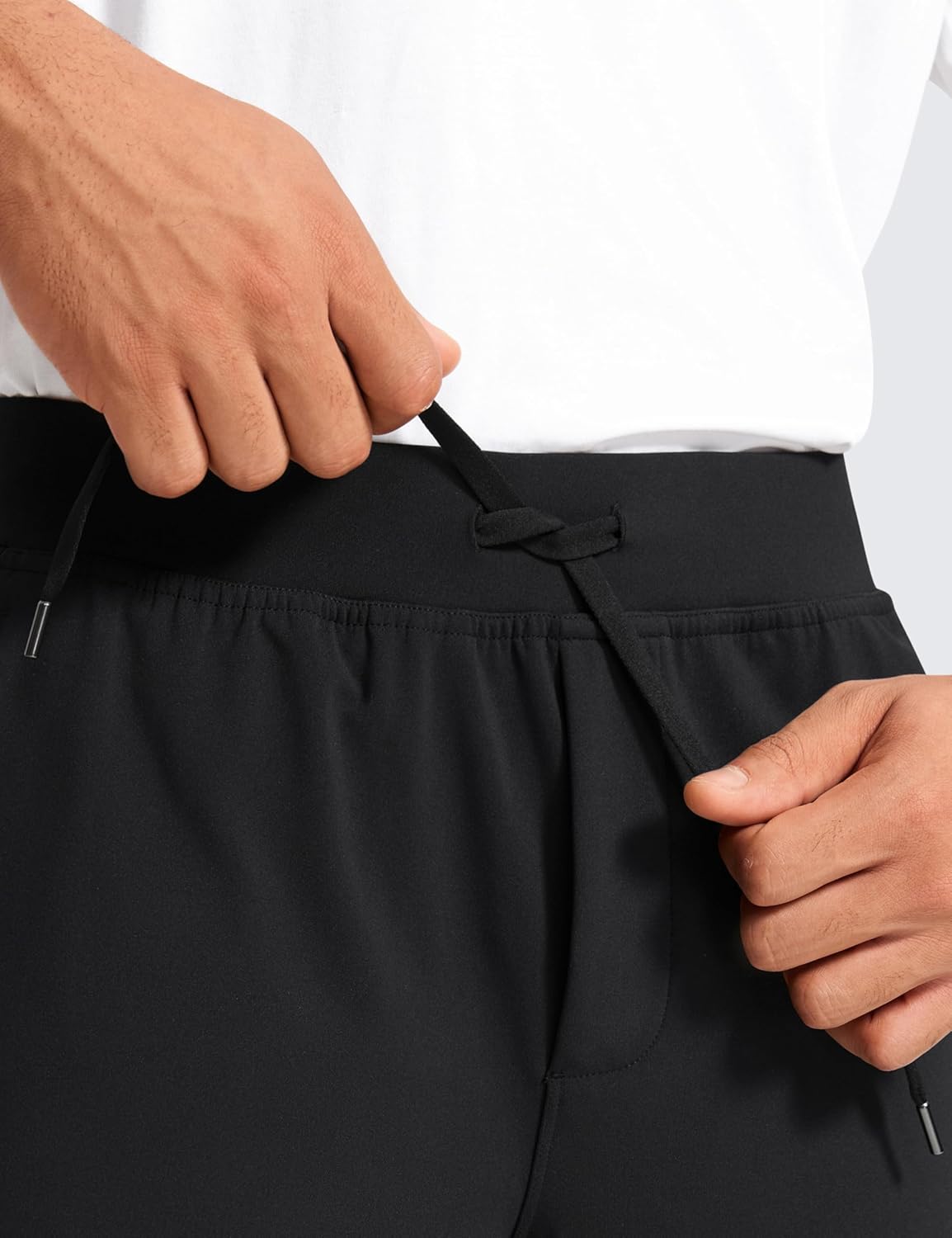 CRZ YOGA 4Way Stretch Athletic Pants for Men 30quot Workout Lounge Casual Work Jogger Pants with Zip PocketBlack