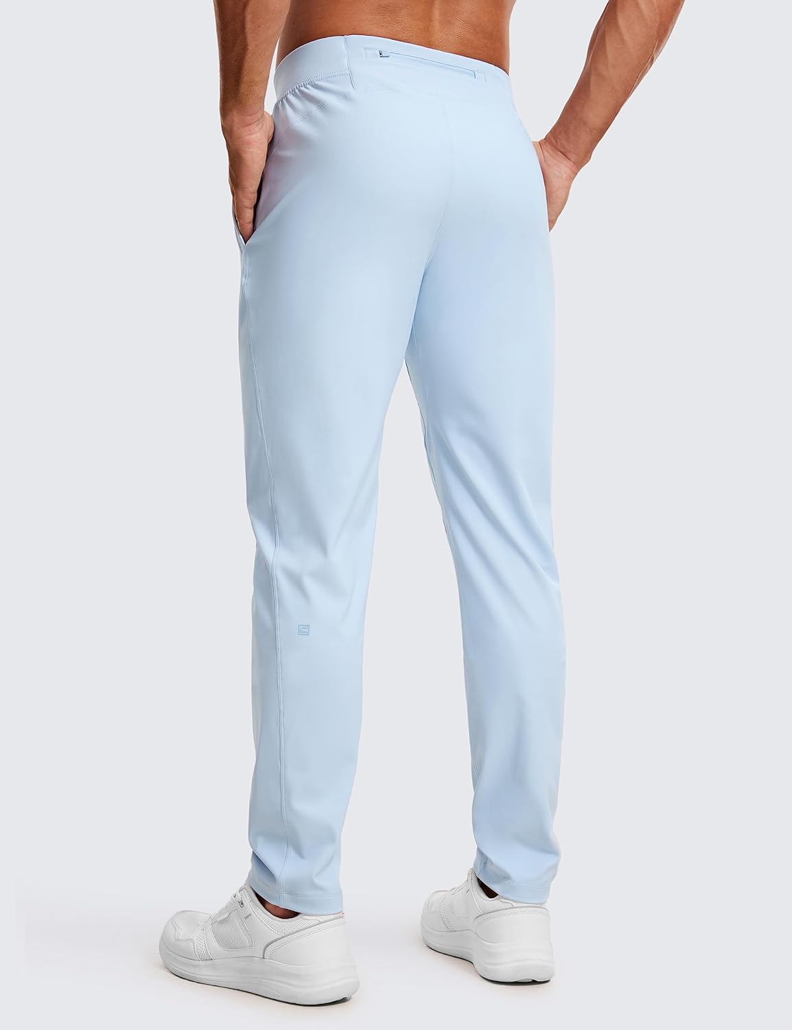 CRZ YOGA 4Way Stretch Athletic Pants for Men 30quot Workout Lounge Casual Work Jogger Pants with Zip PocketChambray Blue