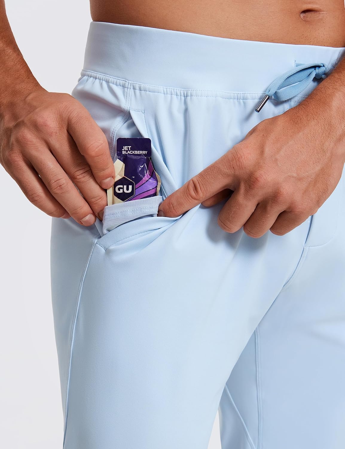 CRZ YOGA 4Way Stretch Athletic Pants for Men 30quot Workout Lounge Casual Work Jogger Pants with Zip PocketChambray Blue