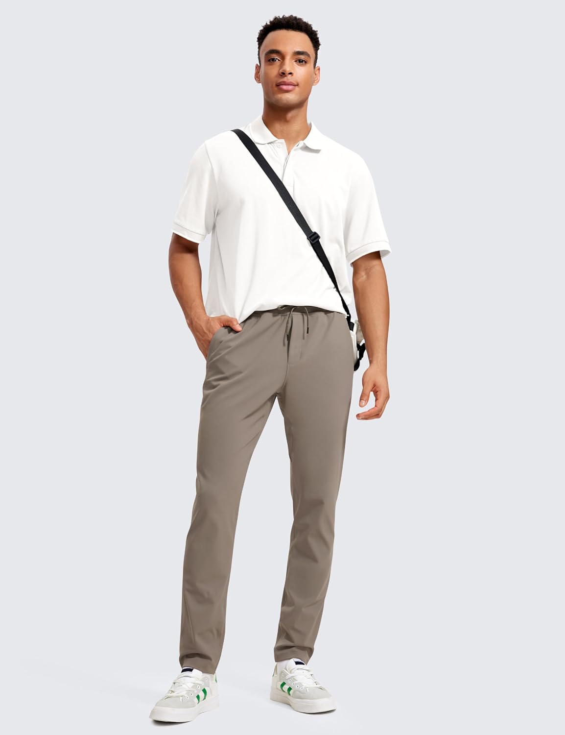 CRZ YOGA 4Way Stretch Athletic Pants for Men 30quot Workout Lounge Casual Work Jogger Pants with Zip PocketCliff Ash