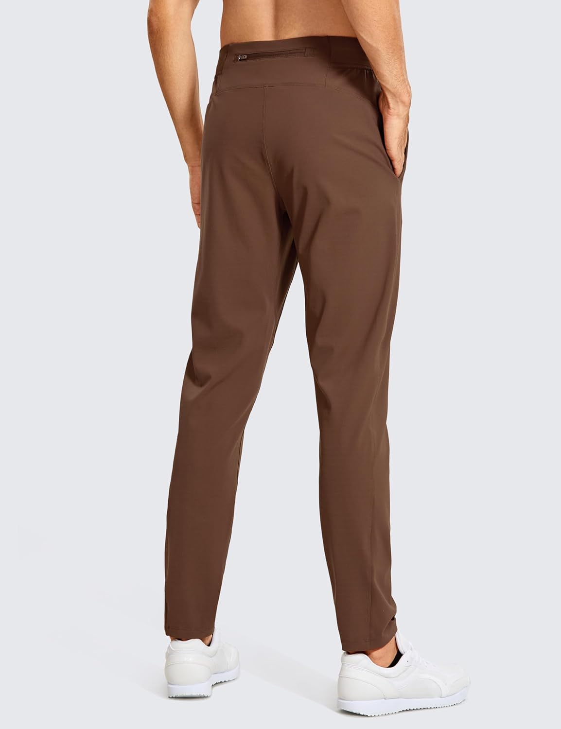 CRZ YOGA 4Way Stretch Athletic Pants for Men 30quot Workout Lounge Casual Work Jogger Pants with Zip PocketDark Brown