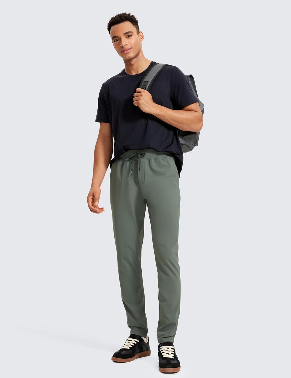 CRZ YOGA 4Way Stretch Athletic Pants for Men 30quot Workout Lounge Casual Work Jogger Pants with Zip PocketGrey Sage