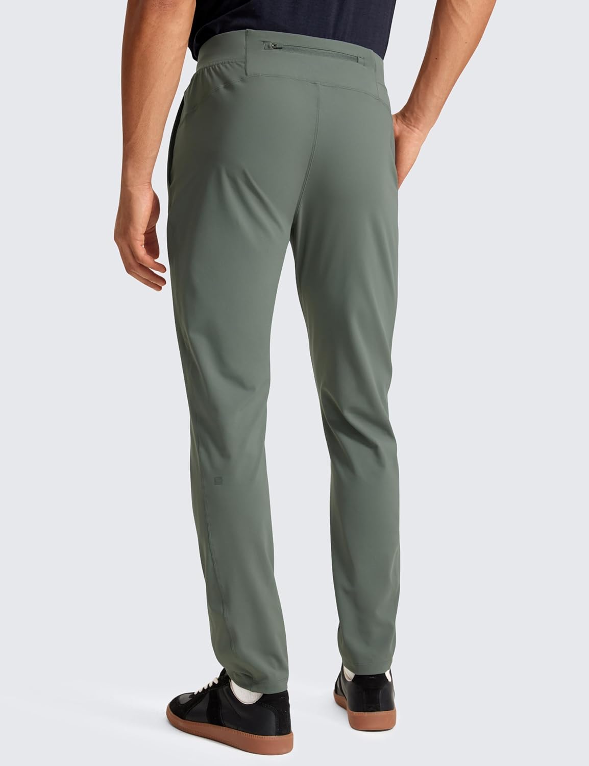 CRZ YOGA 4Way Stretch Athletic Pants for Men 30quot Workout Lounge Casual Work Jogger Pants with Zip PocketGrey Sage
