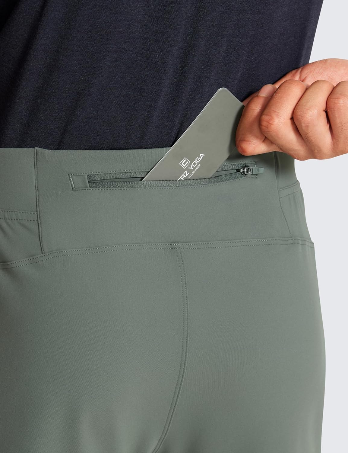 CRZ YOGA 4Way Stretch Athletic Pants for Men 30quot Workout Lounge Casual Work Jogger Pants with Zip PocketGrey Sage