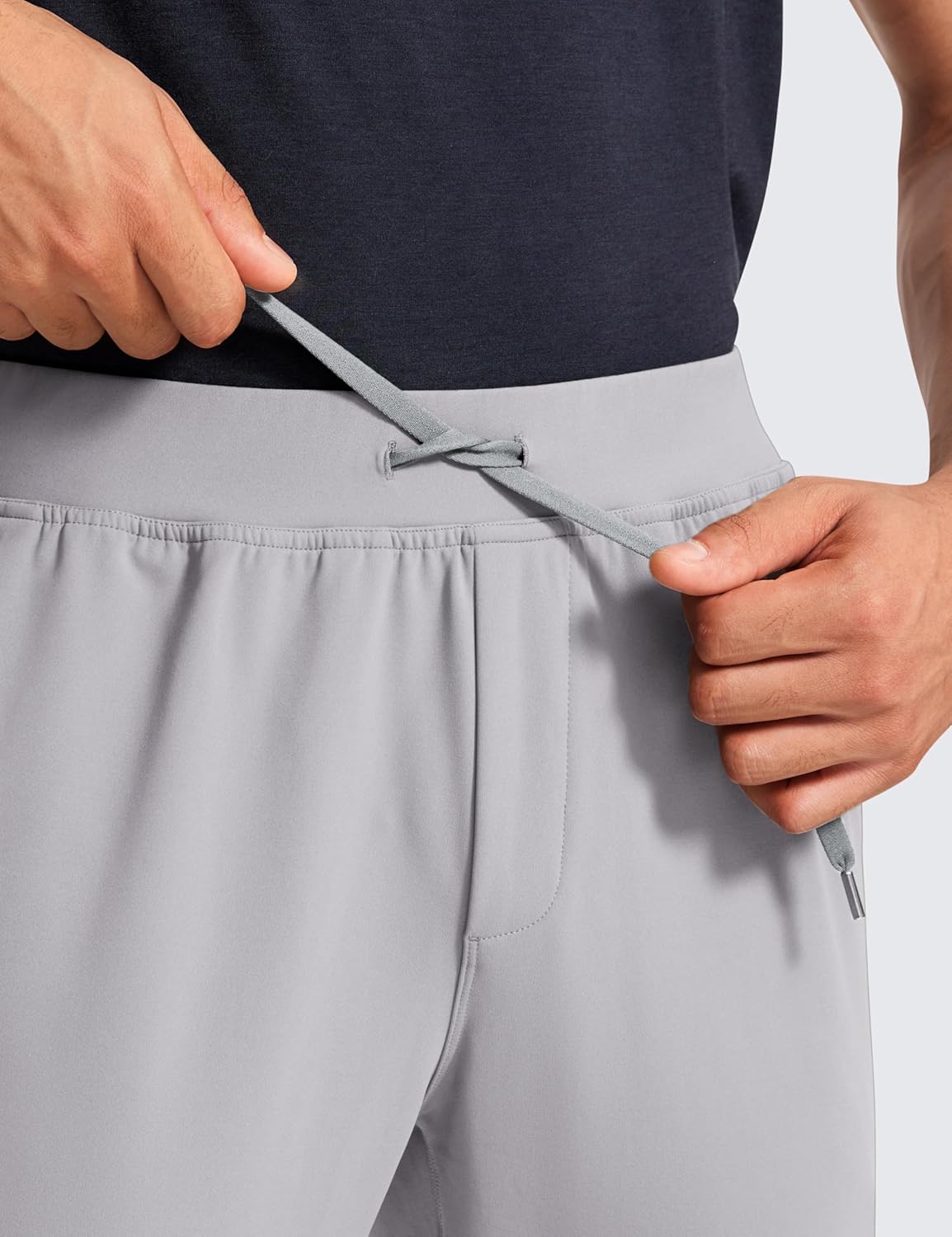 CRZ YOGA 4Way Stretch Athletic Pants for Men 30quot Workout Lounge Casual Work Jogger Pants with Zip PocketGull Gray
