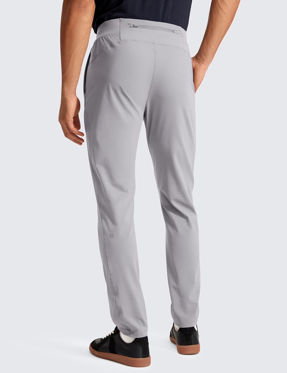 CRZ YOGA 4Way Stretch Athletic Pants for Men 30quot Workout Lounge Casual Work Jogger Pants with Zip PocketGull Gray