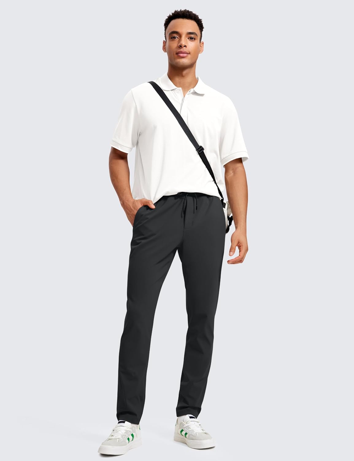 CRZ YOGA 4Way Stretch Athletic Pants for Men 30quot Workout Lounge Casual Work Jogger Pants with Zip PocketInk Gray