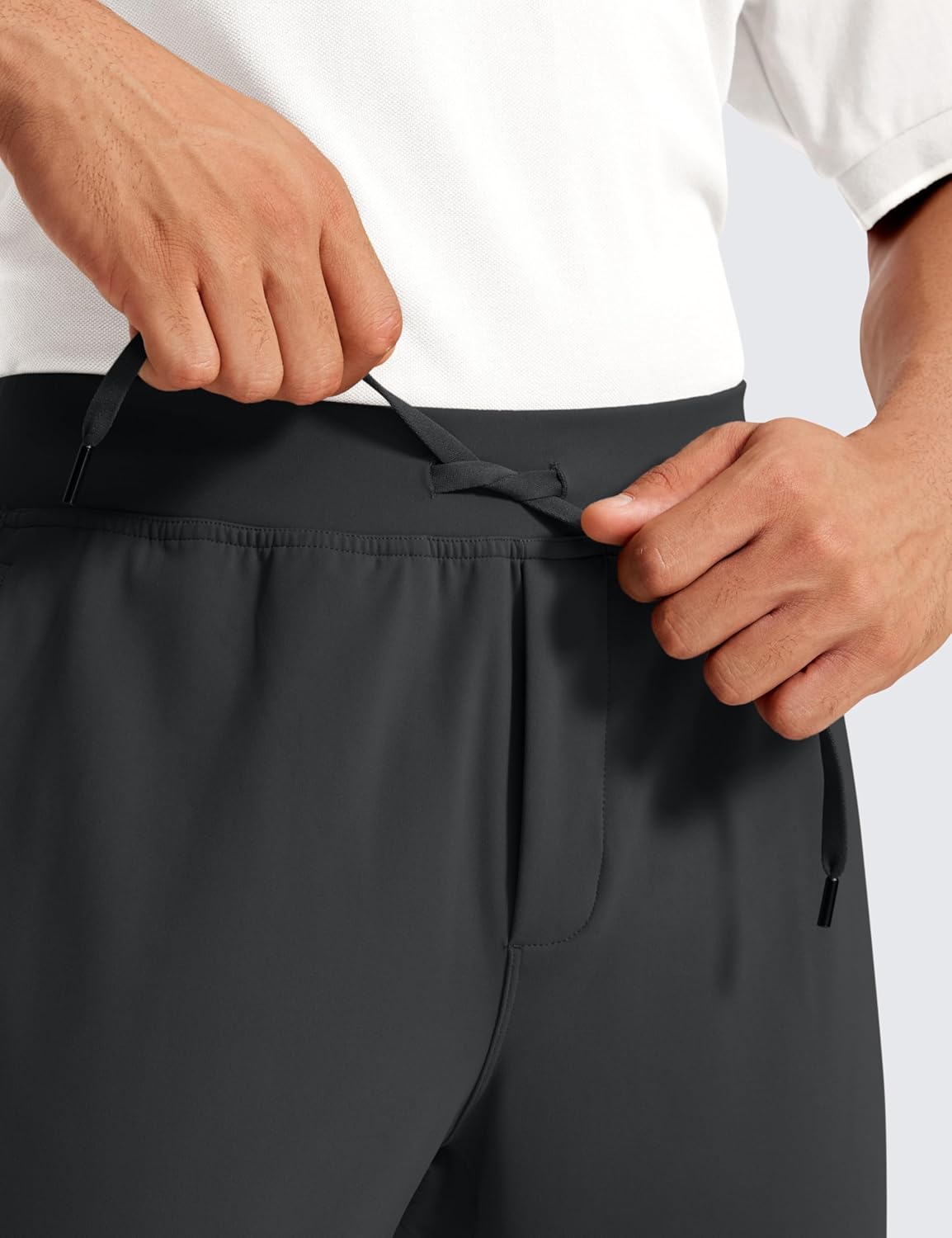 CRZ YOGA 4Way Stretch Athletic Pants for Men 30quot Workout Lounge Casual Work Jogger Pants with Zip PocketInk Gray
