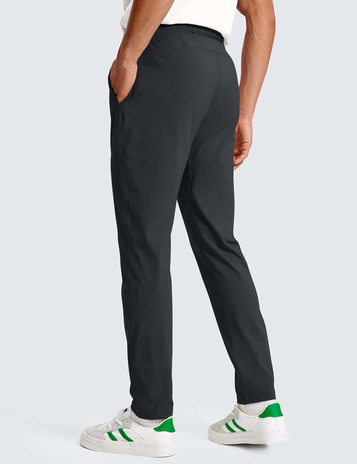 CRZ YOGA 4Way Stretch Athletic Pants for Men 30quot Workout Lounge Casual Work Jogger Pants with Zip PocketInk Gray