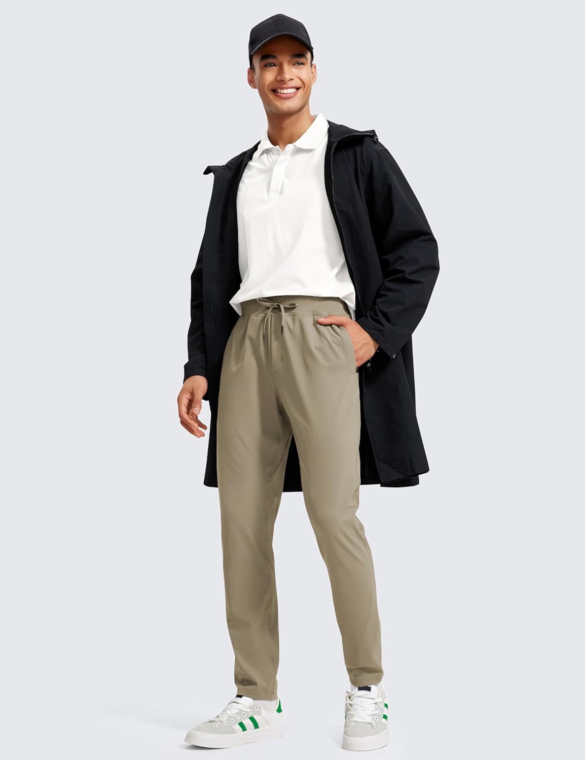 CRZ YOGA 4Way Stretch Athletic Pants for Men 30quot Workout Lounge Casual Work Jogger Pants with Zip PocketKhali Barley