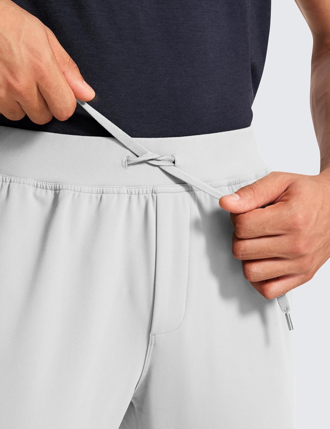 CRZ YOGA 4Way Stretch Athletic Pants for Men 30quot Workout Lounge Casual Work Jogger Pants with Zip PocketPlatinum Grey