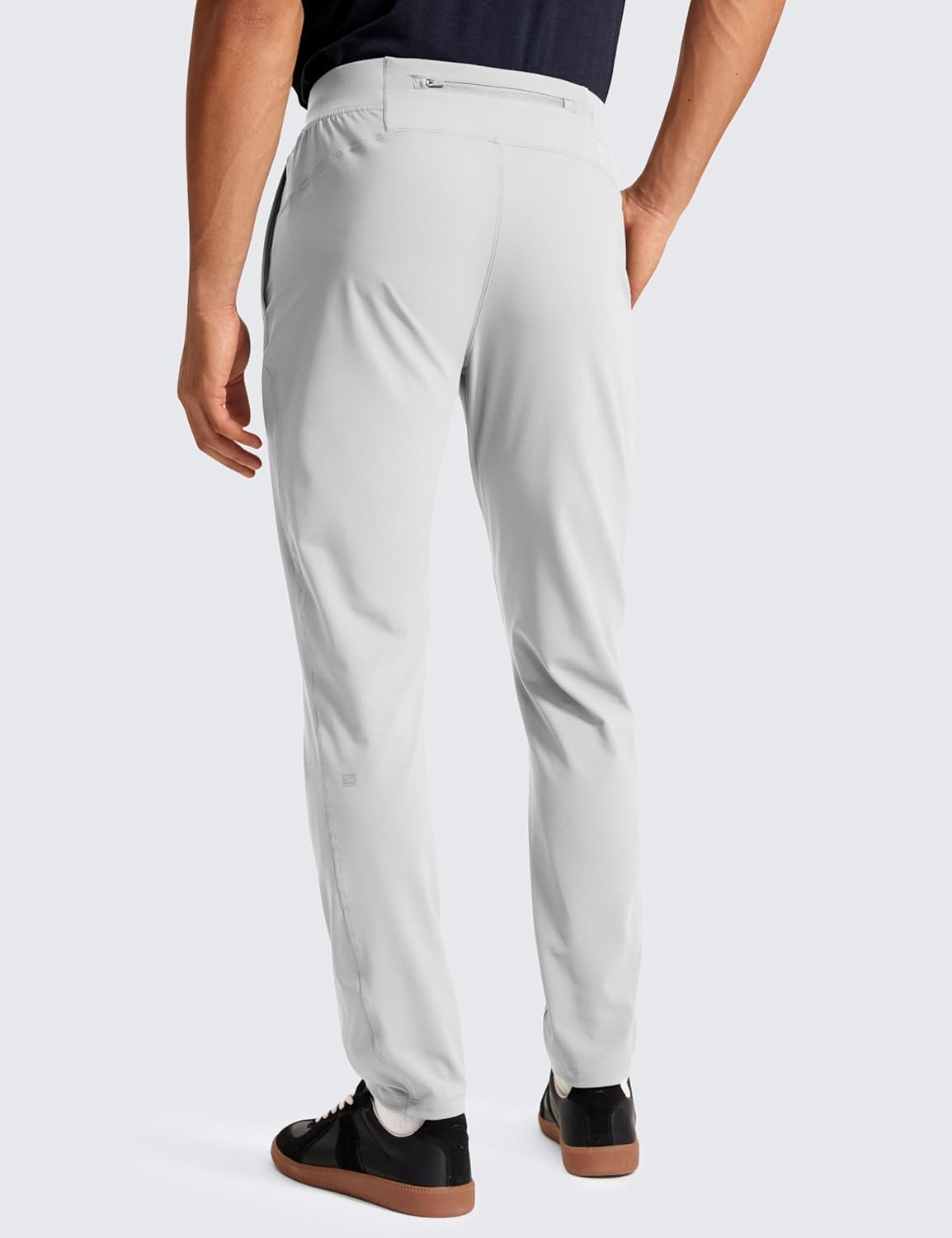 CRZ YOGA 4Way Stretch Athletic Pants for Men 30quot Workout Lounge Casual Work Jogger Pants with Zip PocketPlatinum Grey