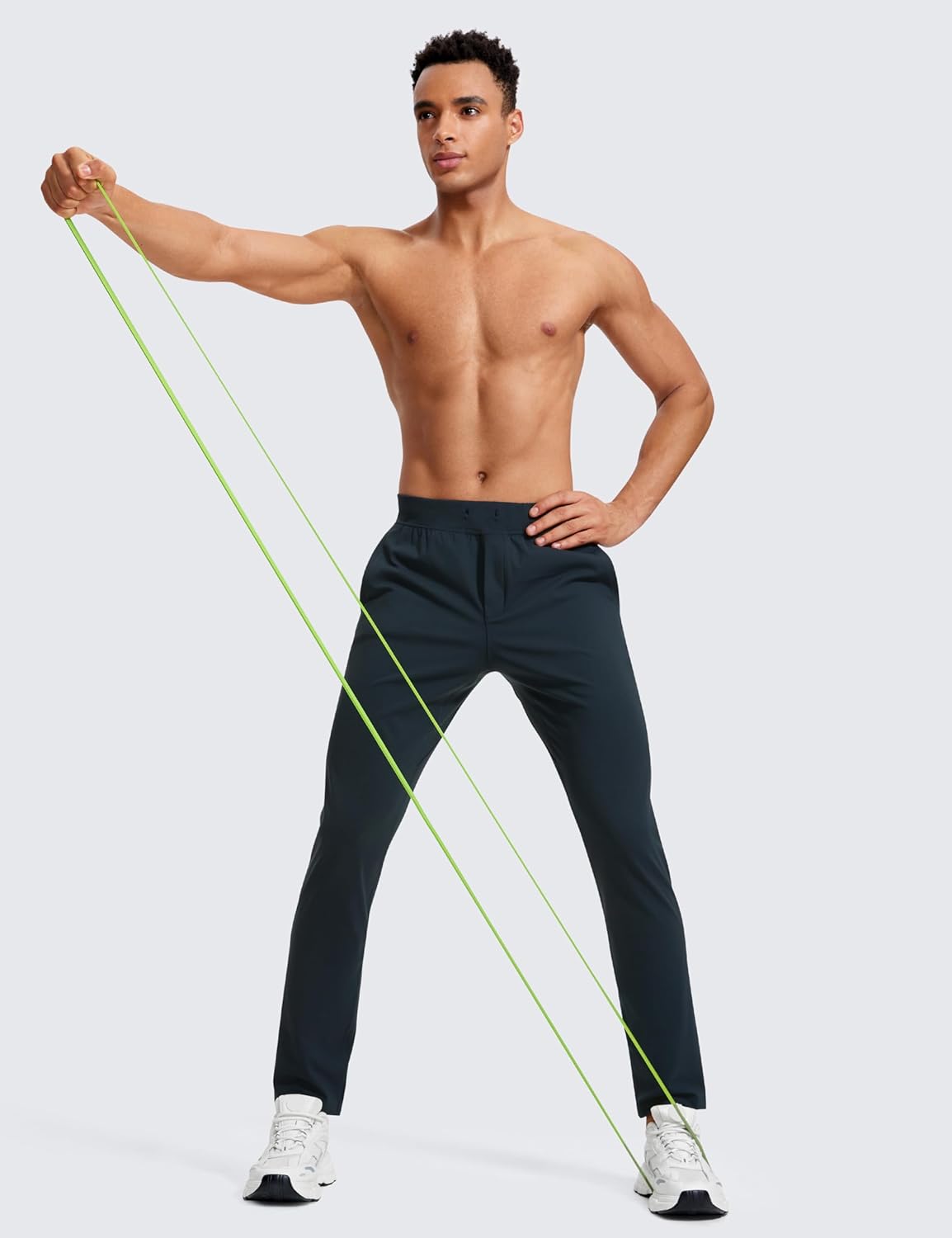 CRZ YOGA 4Way Stretch Athletic Pants for Men 30quot Workout Lounge Casual Work Jogger Pants with Zip PocketTrue Navy