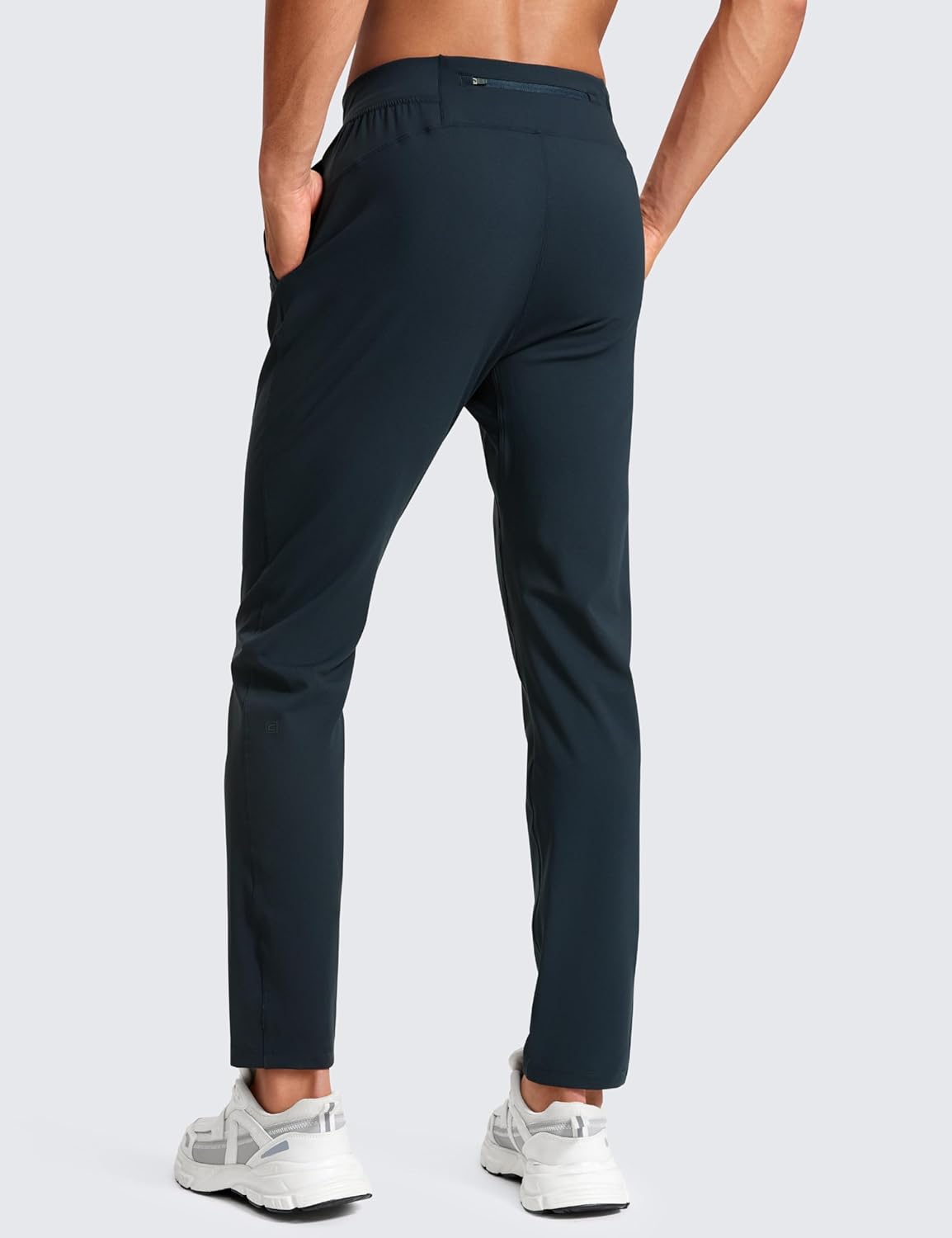 CRZ YOGA 4Way Stretch Athletic Pants for Men 30quot Workout Lounge Casual Work Jogger Pants with Zip PocketTrue Navy