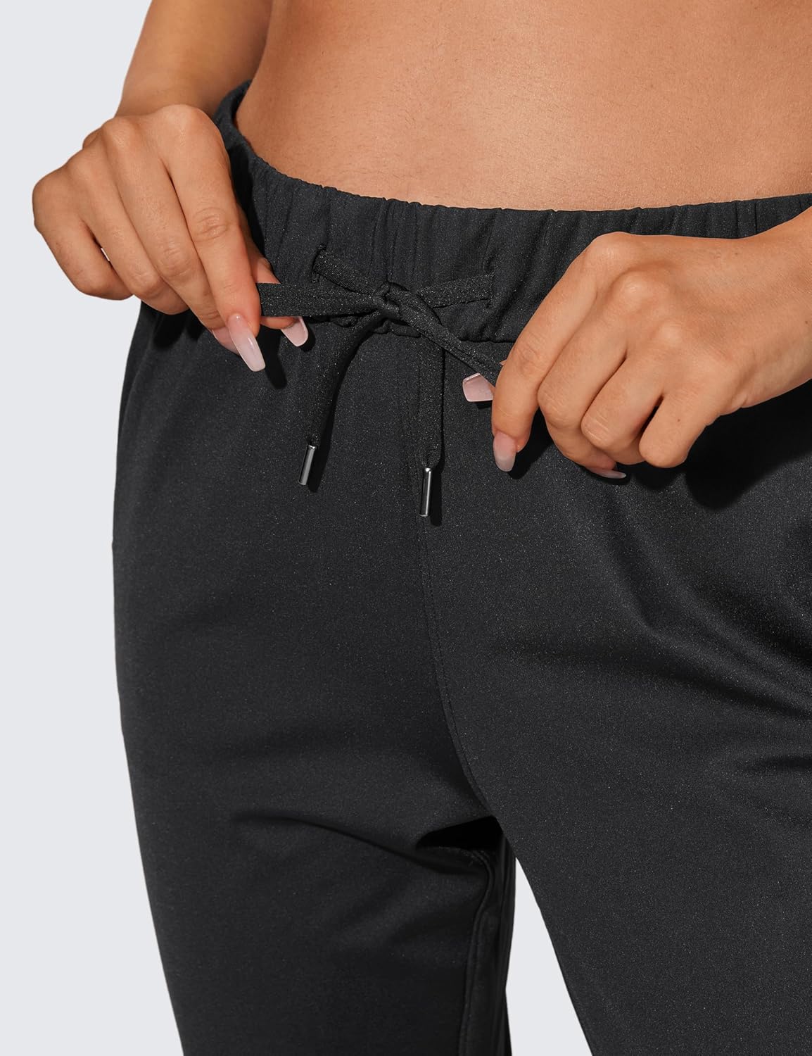 CRZ YOGA 4Way Stretch Workout Joggers for Women 28quot  Casual Travel Pants Lounge Athletic Joggers with PocketsBlack