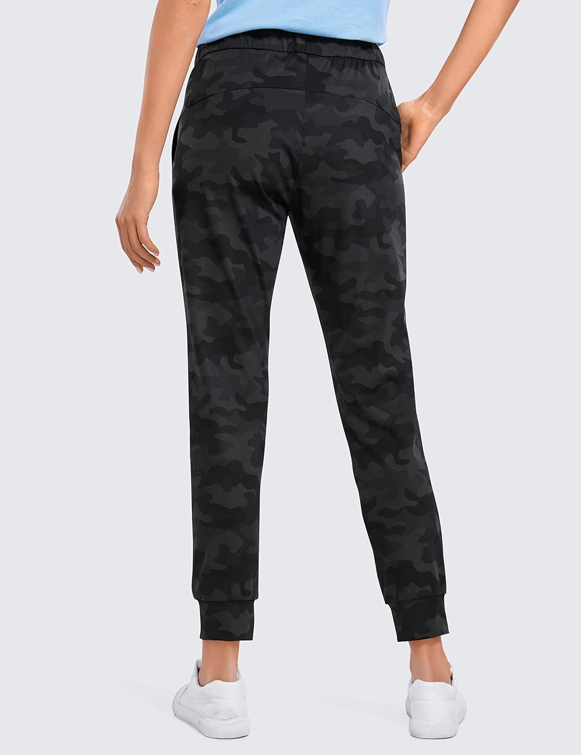 CRZ YOGA 4Way Stretch Workout Joggers for Women 28quot  Casual Travel Pants Lounge Athletic Joggers with PocketsDark Grey Camouflage