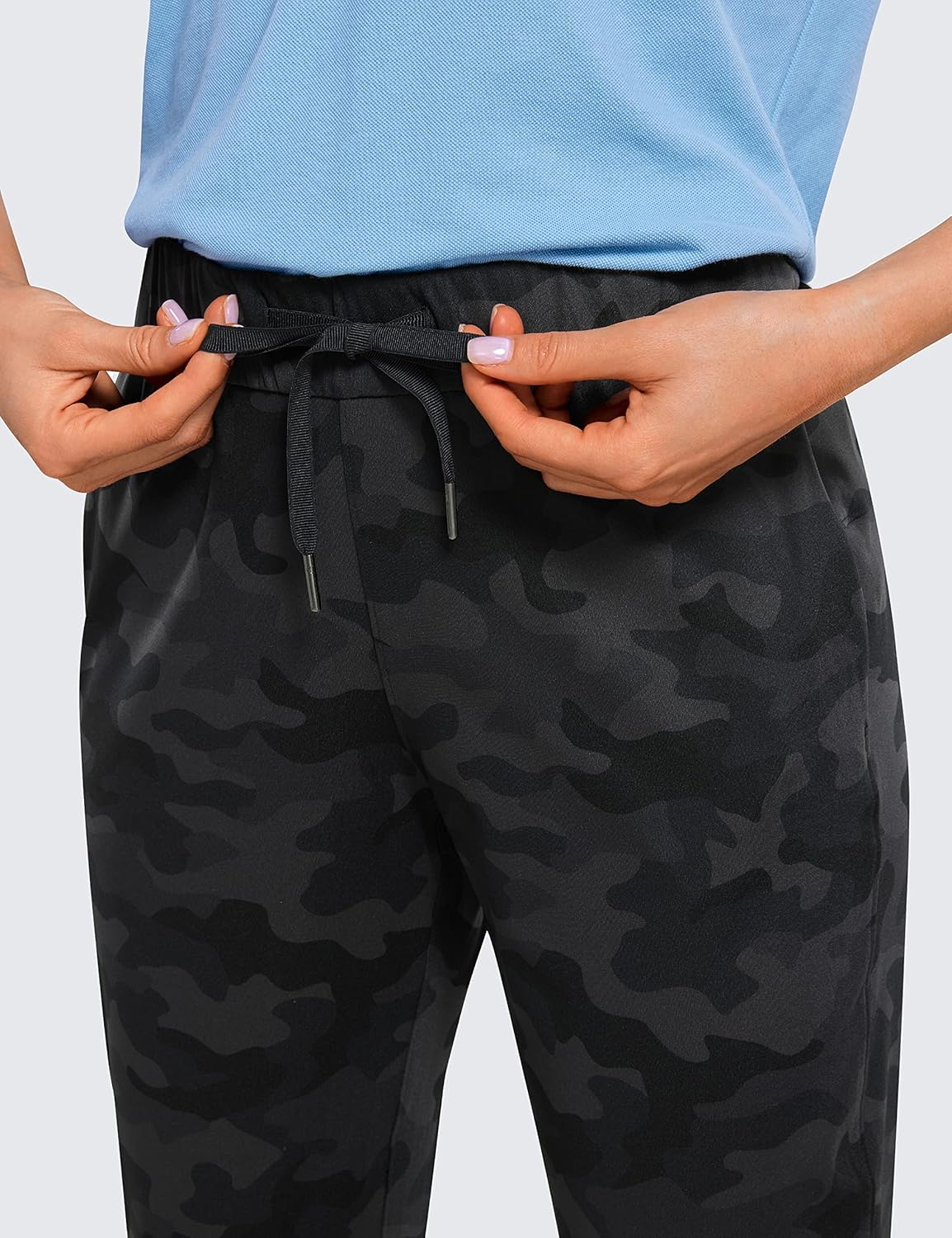 CRZ YOGA 4Way Stretch Workout Joggers for Women 28quot  Casual Travel Pants Lounge Athletic Joggers with PocketsDark Grey Camouflage