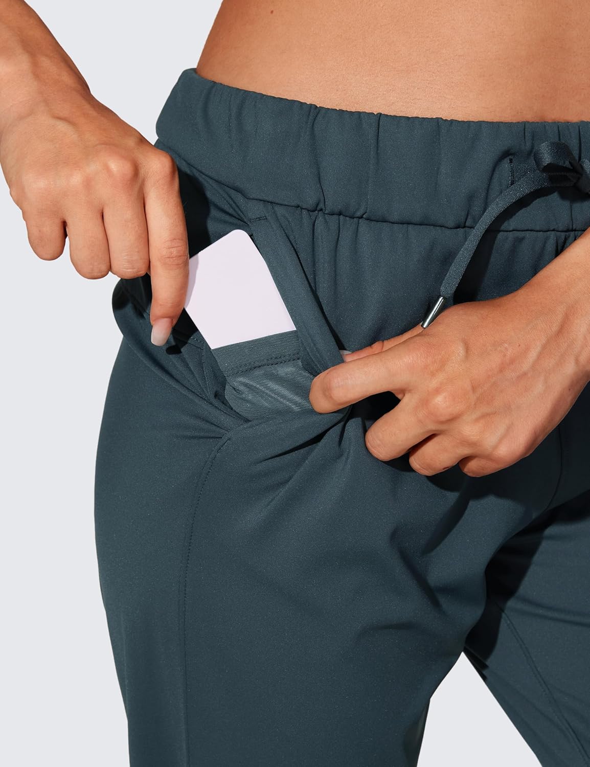 CRZ YOGA 4Way Stretch Workout Joggers for Women 28quot  Casual Travel Pants Lounge Athletic Joggers with PocketsForest Dark Green