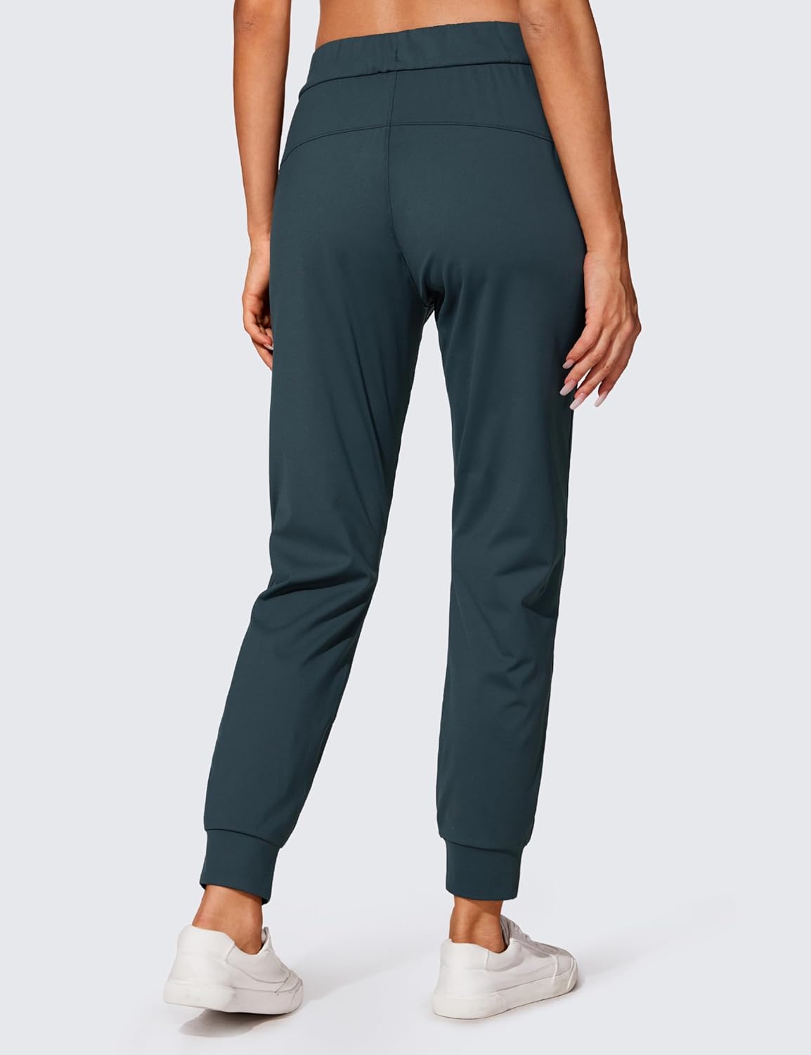 CRZ YOGA 4Way Stretch Workout Joggers for Women 28quot  Casual Travel Pants Lounge Athletic Joggers with PocketsForest Dark Green