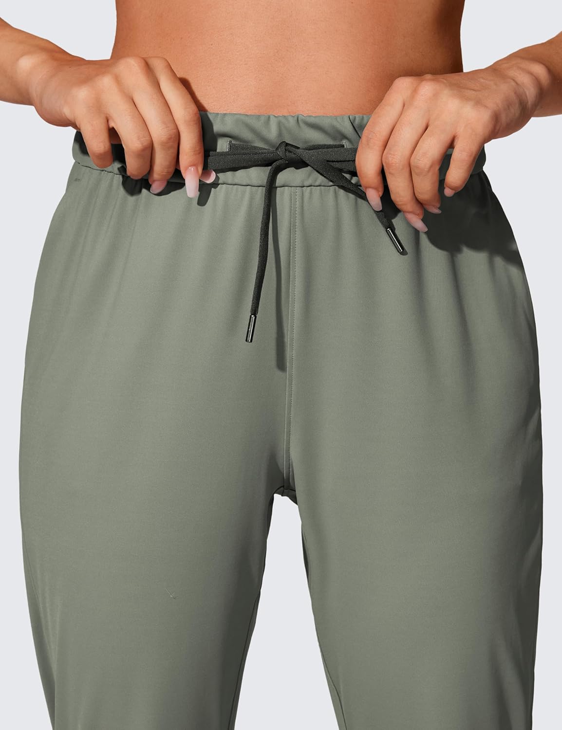CRZ YOGA 4Way Stretch Workout Joggers for Women 28quot  Casual Travel Pants Lounge Athletic Joggers with PocketsGrey Sage