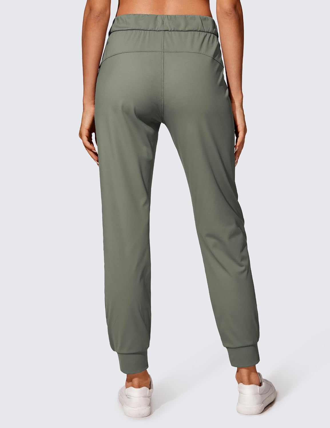 CRZ YOGA 4Way Stretch Workout Joggers for Women 28quot  Casual Travel Pants Lounge Athletic Joggers with PocketsGrey Sage