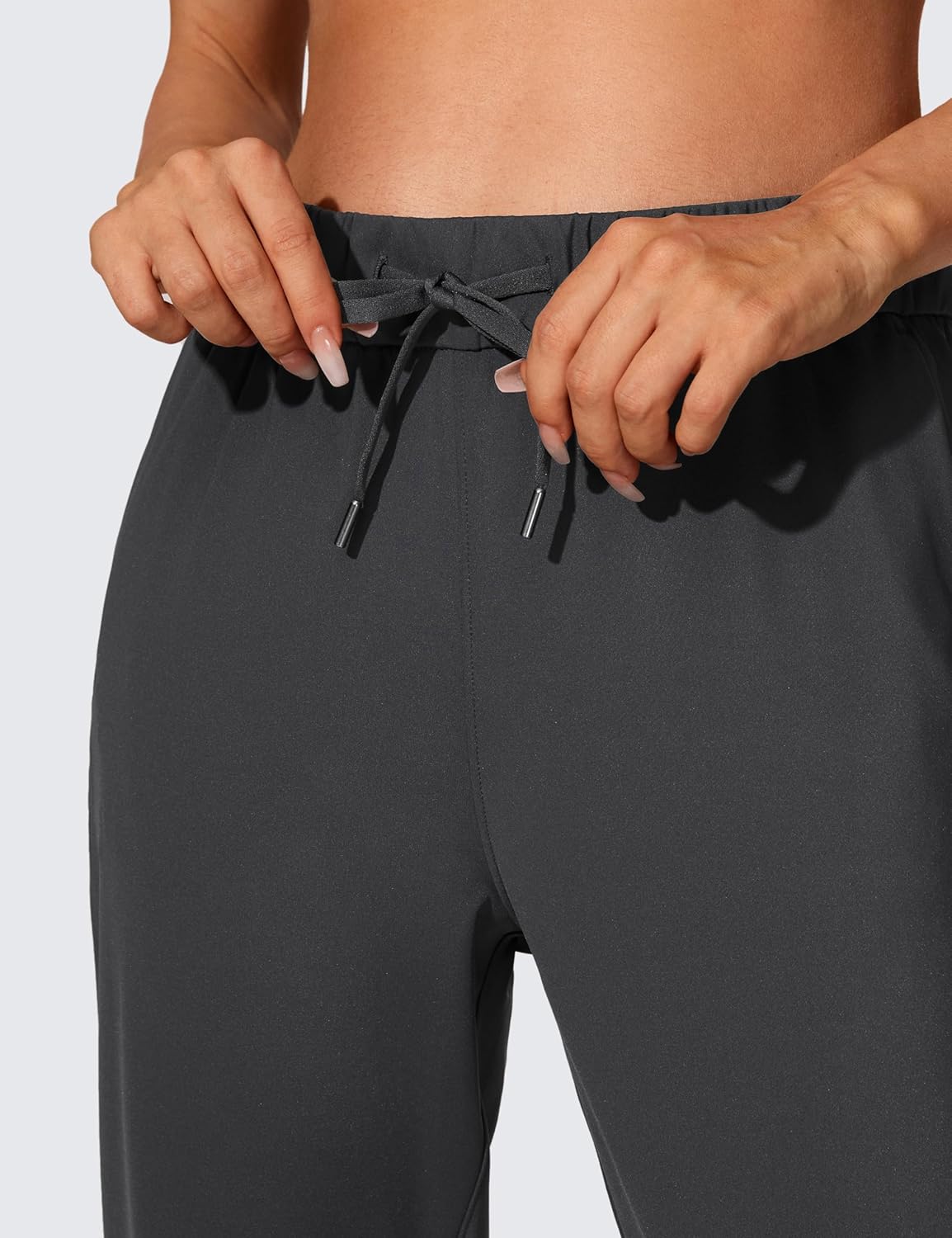 CRZ YOGA 4Way Stretch Workout Joggers for Women 28quot  Casual Travel Pants Lounge Athletic Joggers with PocketsInk Gray