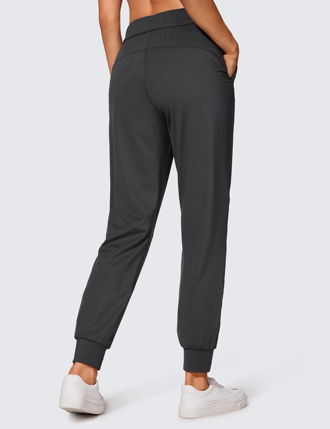 CRZ YOGA 4Way Stretch Workout Joggers for Women 28quot  Casual Travel Pants Lounge Athletic Joggers with PocketsInk Gray