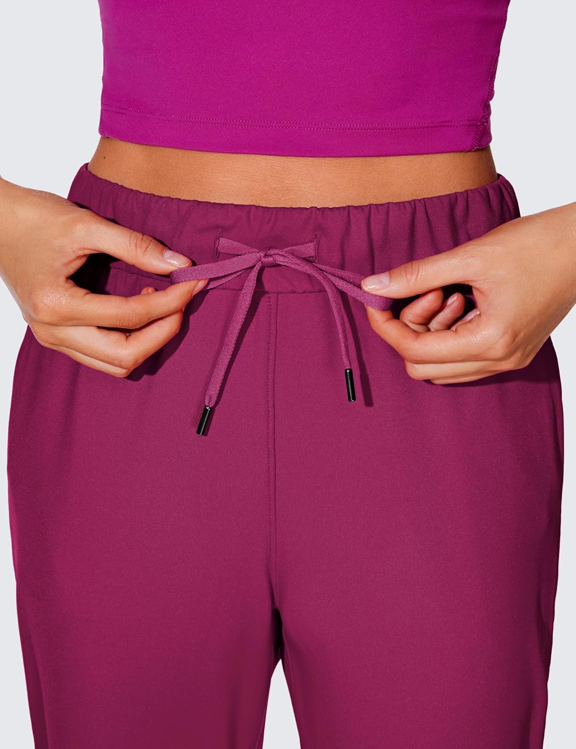 CRZ YOGA 4Way Stretch Workout Joggers for Women 28quot  Casual Travel Pants Lounge Athletic Joggers with PocketsMagenta Purple