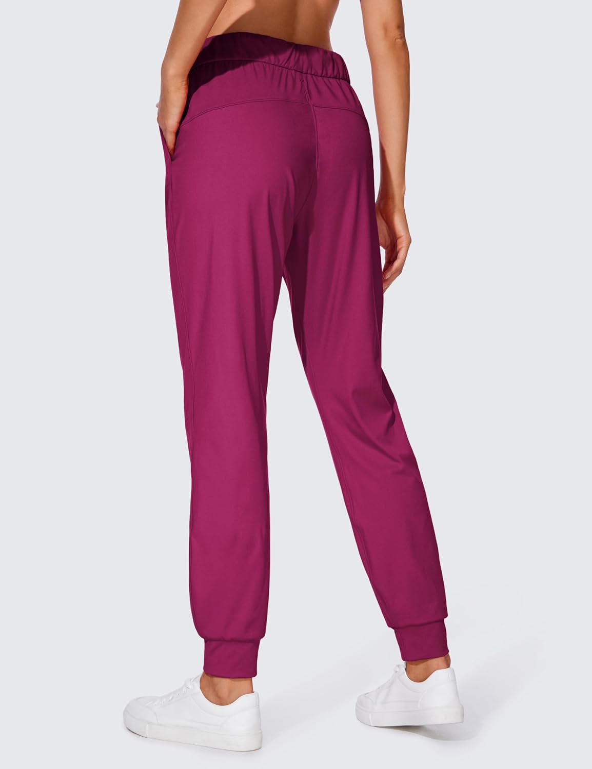 CRZ YOGA 4Way Stretch Workout Joggers for Women 28quot  Casual Travel Pants Lounge Athletic Joggers with PocketsMagenta Purple