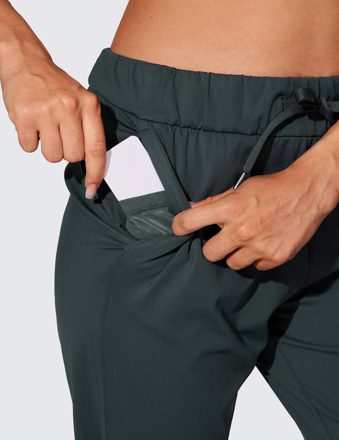 CRZ YOGA 4Way Stretch Workout Joggers for Women 28quot  Casual Travel Pants Lounge Athletic Joggers with PocketsMelanite
