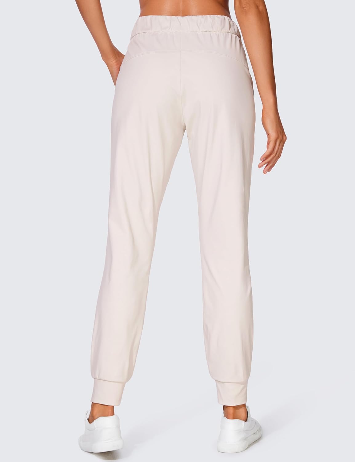 CRZ YOGA 4Way Stretch Workout Joggers for Women 28quot  Casual Travel Pants Lounge Athletic Joggers with PocketsMilky White Bone