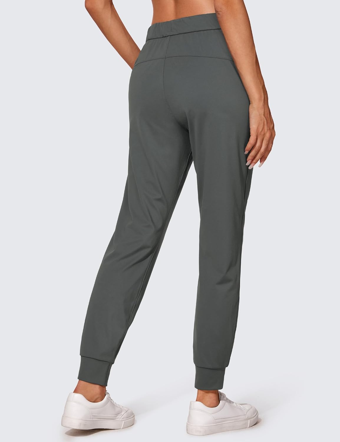 CRZ YOGA 4Way Stretch Workout Joggers for Women 28quot  Casual Travel Pants Lounge Athletic Joggers with PocketsMysterious Grey