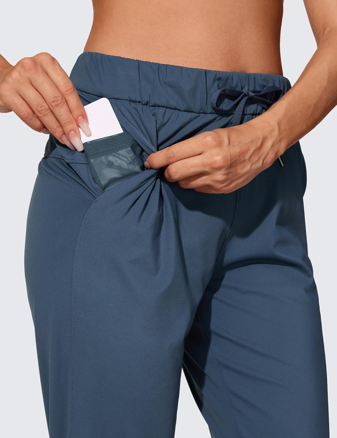 CRZ YOGA 4Way Stretch Workout Joggers for Women 28quot  Casual Travel Pants Lounge Athletic Joggers with PocketsSlate Blue
