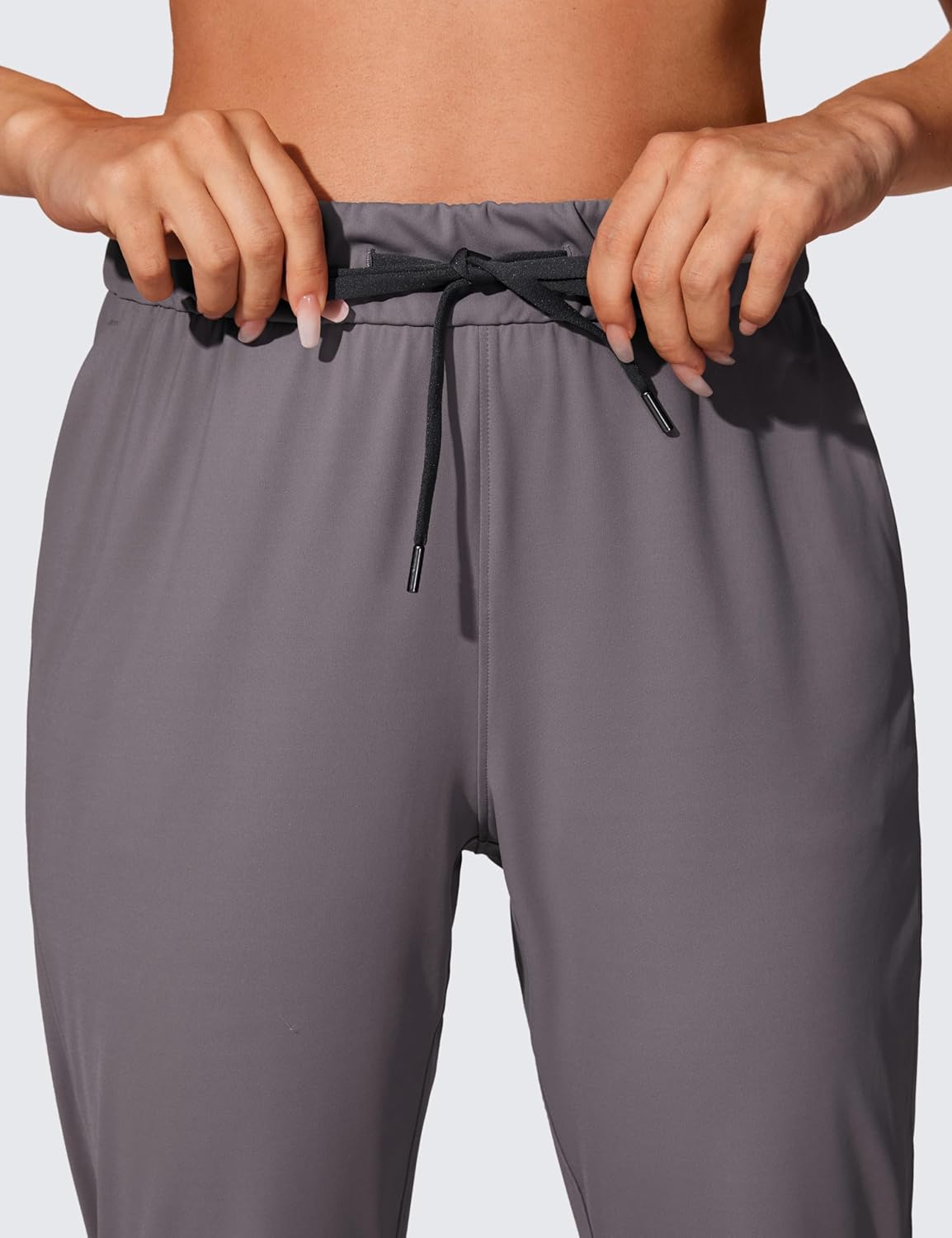CRZ YOGA 4Way Stretch Workout Joggers for Women 28quot  Casual Travel Pants Lounge Athletic Joggers with PocketsTornado Grey