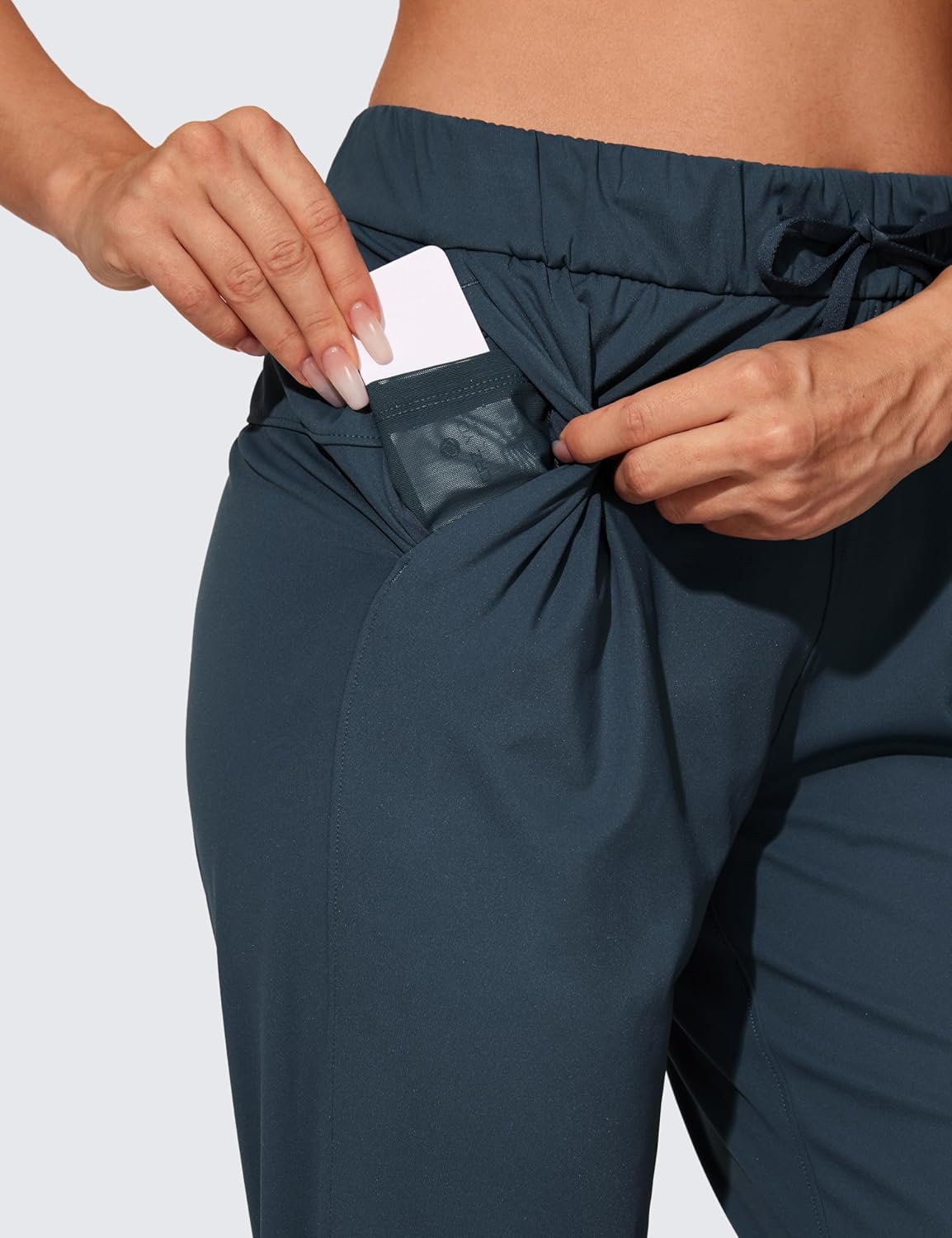 CRZ YOGA 4Way Stretch Workout Joggers for Women 28quot  Casual Travel Pants Lounge Athletic Joggers with PocketsTrue Navy
