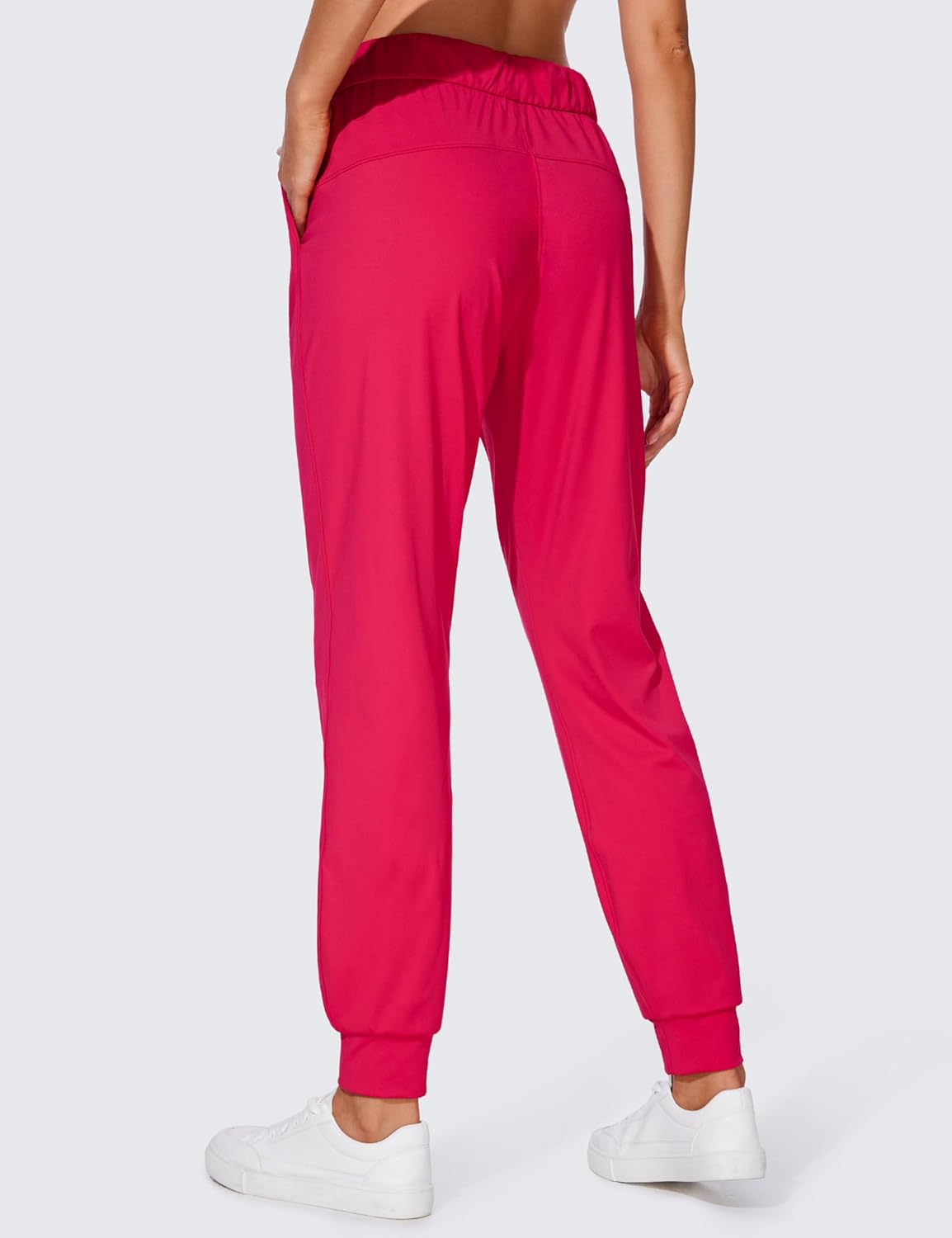 CRZ YOGA 4Way Stretch Workout Joggers for Women 28quot  Casual Travel Pants Lounge Athletic Joggers with PocketsViva Magenta