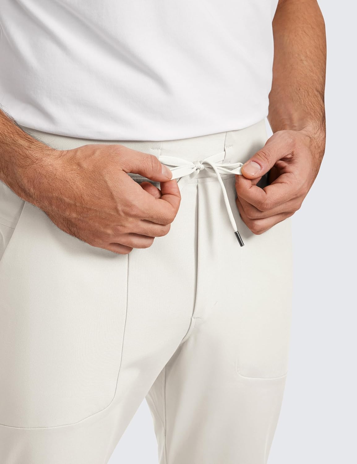 CRZ YOGA All Day Comfy Golf Joggers Pants for Men 30 Quick Dry Lightweight Stretch Work Casual Joggers with PocketsMilky White