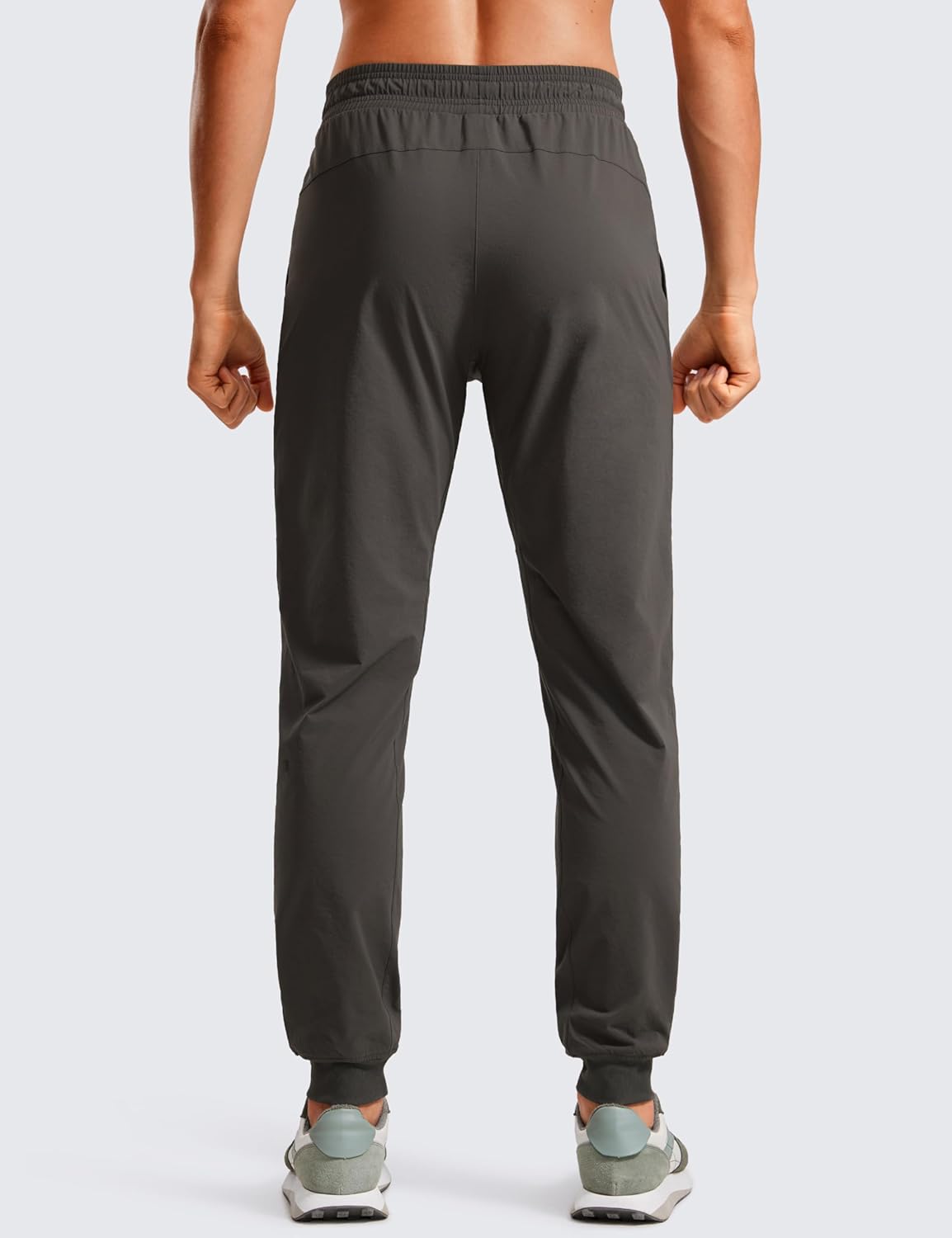 CRZ YOGA Athletic Joggers for Men 31quot Lightweight Water Resistant Outdoor Workout Pants with Zip PocketsArbor Olive