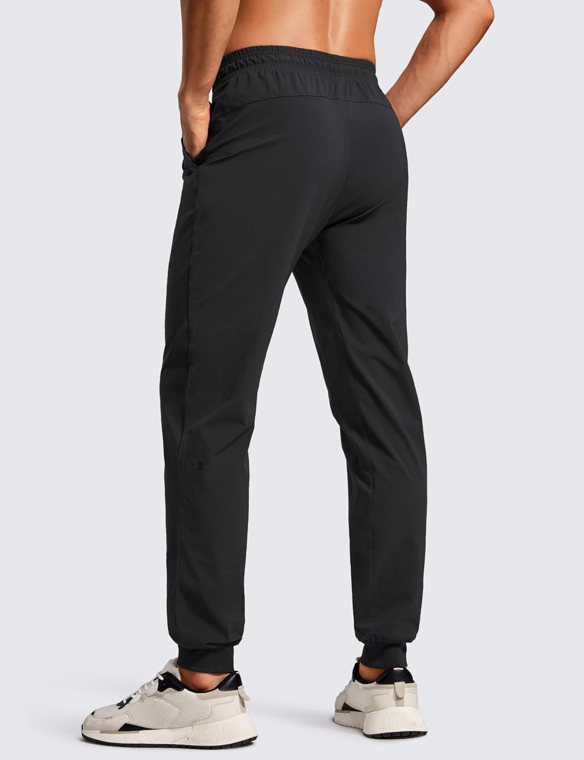 CRZ YOGA Athletic Joggers for Men 31quot Lightweight Water Resistant Outdoor Workout Pants with Zip PocketsBlack