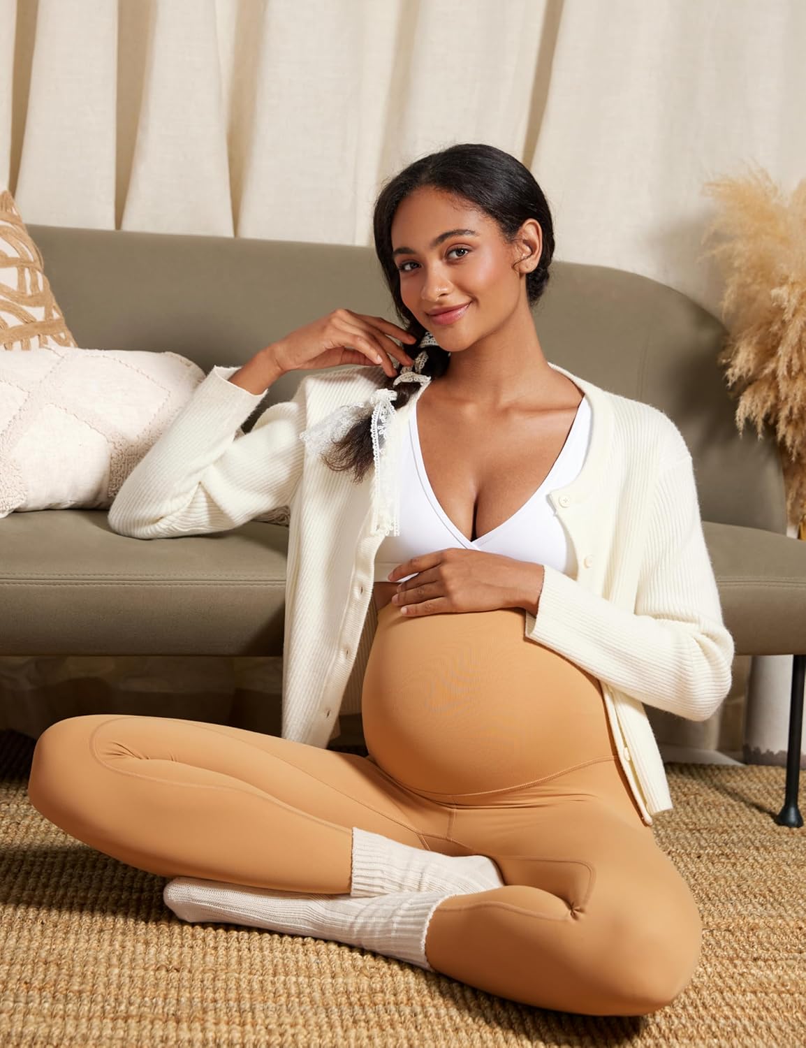 CRZ YOGA Butterluxe Maternity Nursing Bras for Women Crossover Wireless Sleep Breastfeeding Lounge Pregnancy Bra ComfortableWhite